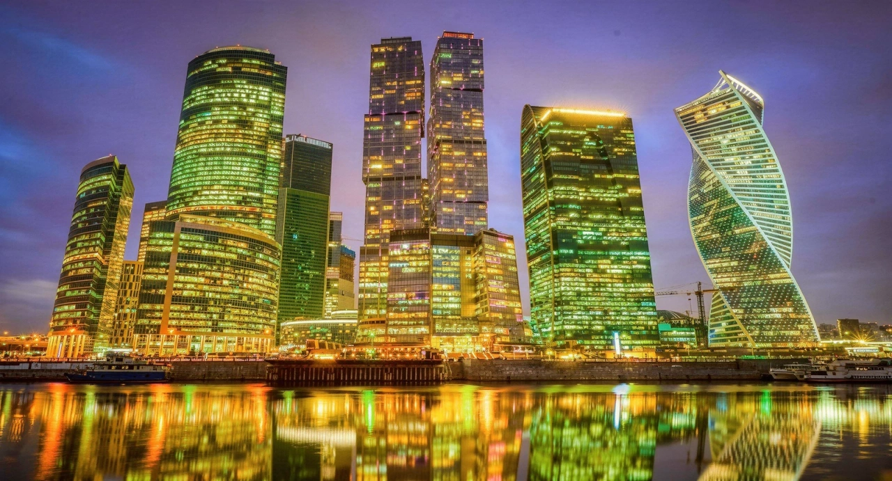 Ночная панорама Москва-Сити